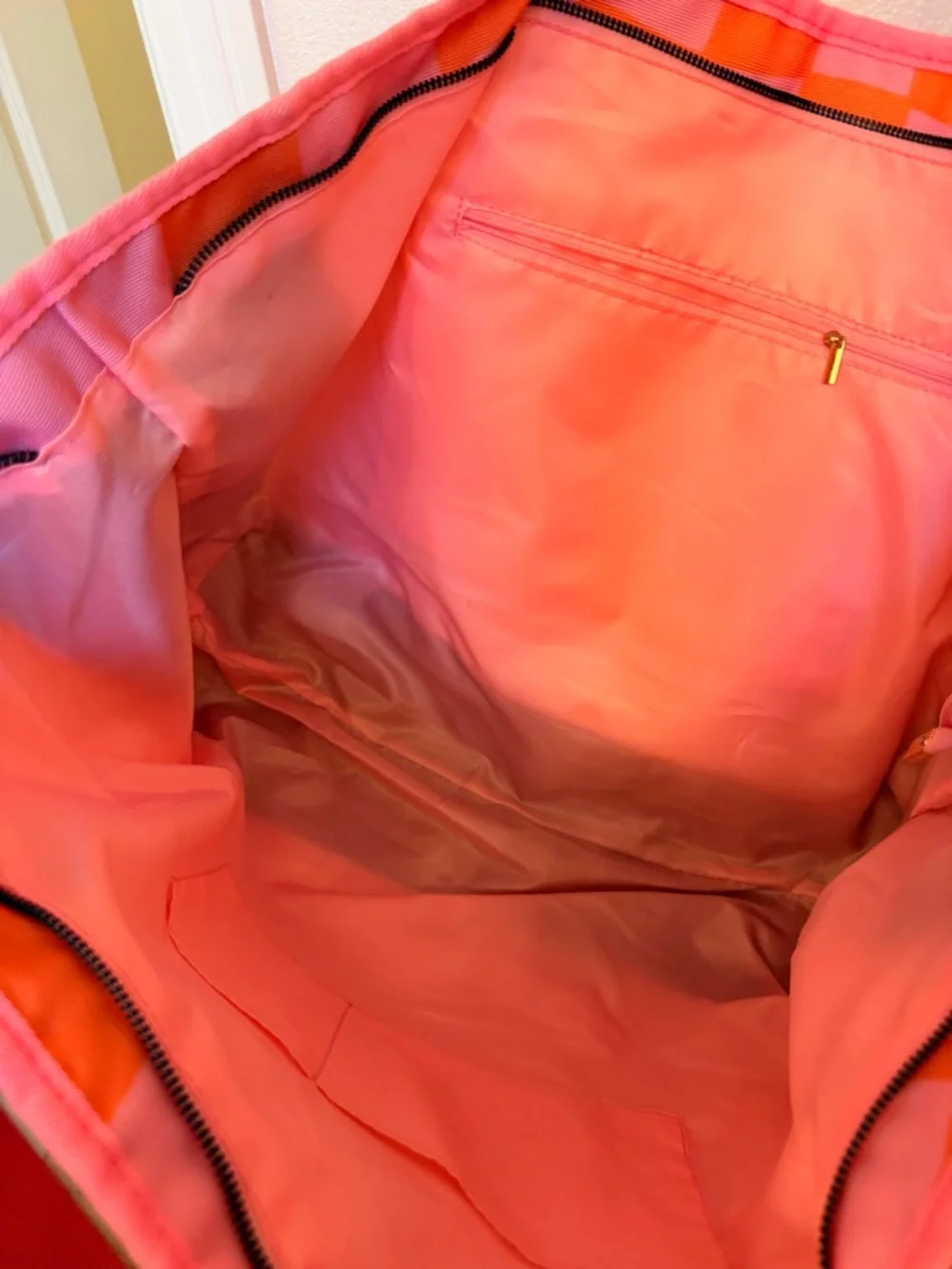 Pink & Orange SALTY HONEY Checkered Tote Bag - Picture 4 of 4